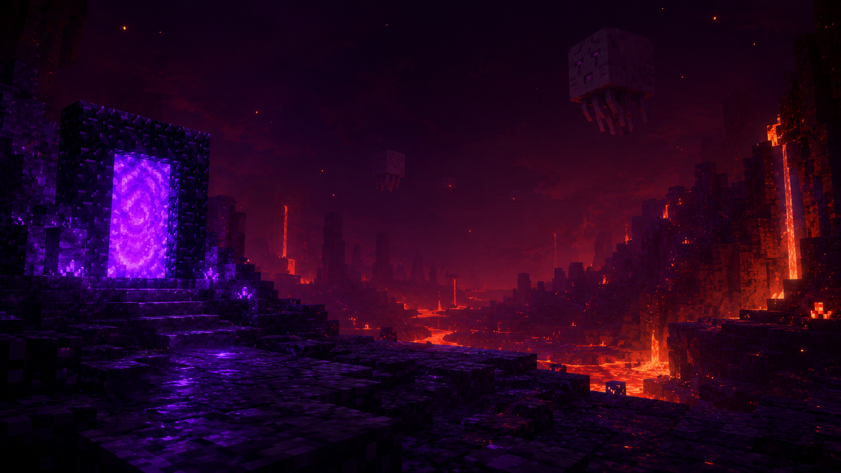 Nether portal Minecraft hosting background